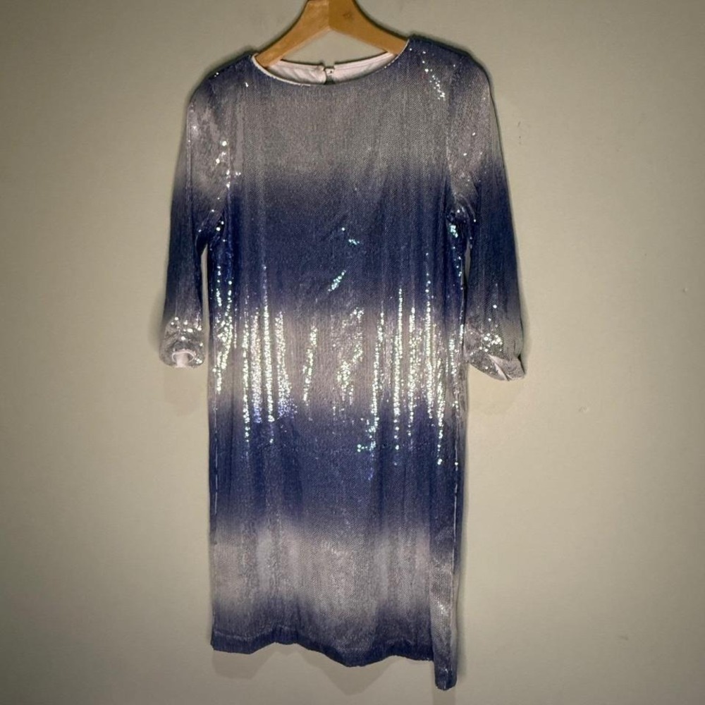 Maia Sequin Dress Ombre‎ Party Cocktail Sparkly Silver Blue Size 8